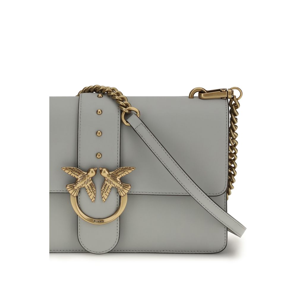 Borsa a Spalla PINKO in Pelle di Vitello Grigia Bos Taurus