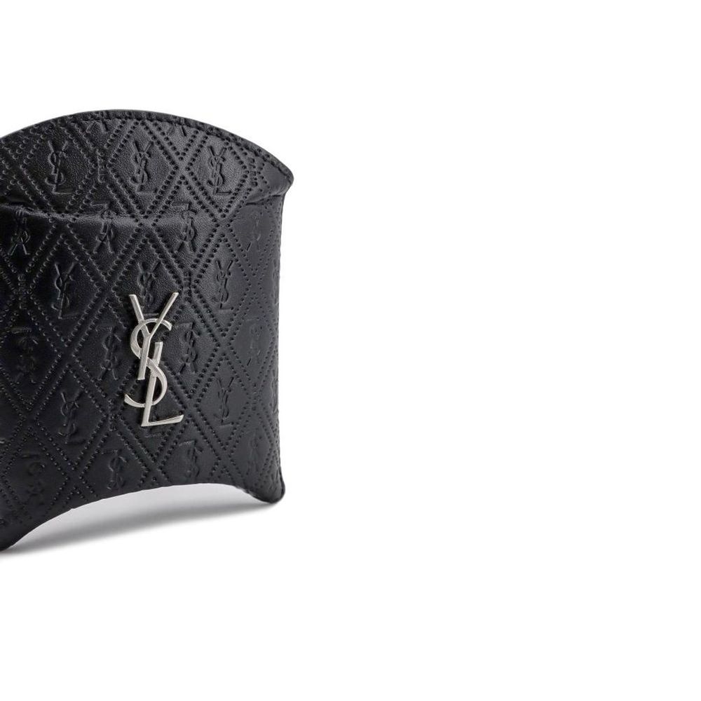 Porta Airpod Saint Laurent in pelle di vitello nera