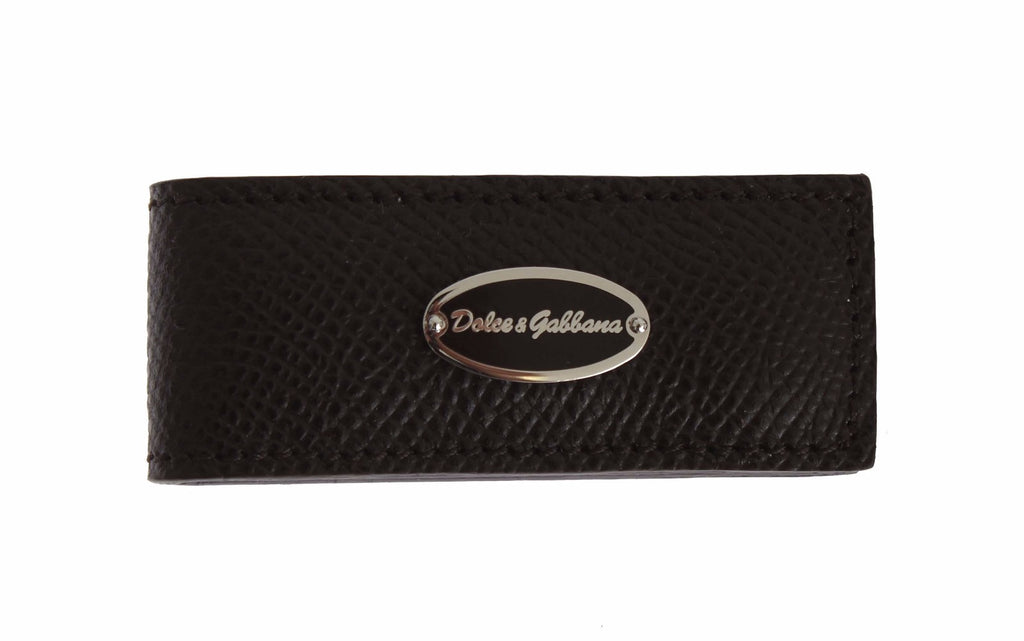 Fermasoldi/fermacarte da uomo Dolce & Gabbana in pelle marrone con chiusura magnetica
