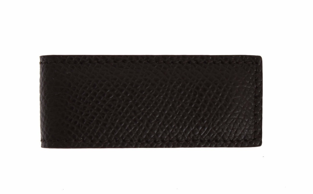 Fermasoldi/fermacarte da uomo Dolce & Gabbana in pelle marrone con chiusura magnetica