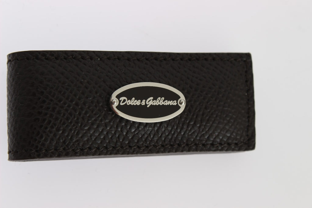 Fermasoldi/fermacarte da uomo Dolce & Gabbana in pelle marrone con chiusura magnetica