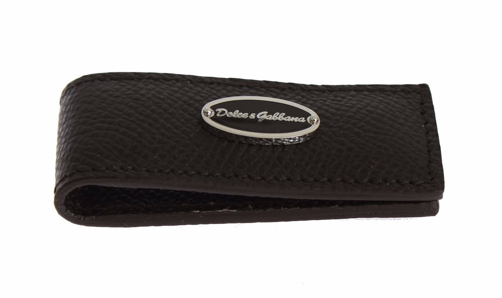 Fermasoldi/fermacarte da uomo Dolce & Gabbana in pelle marrone con chiusura magnetica