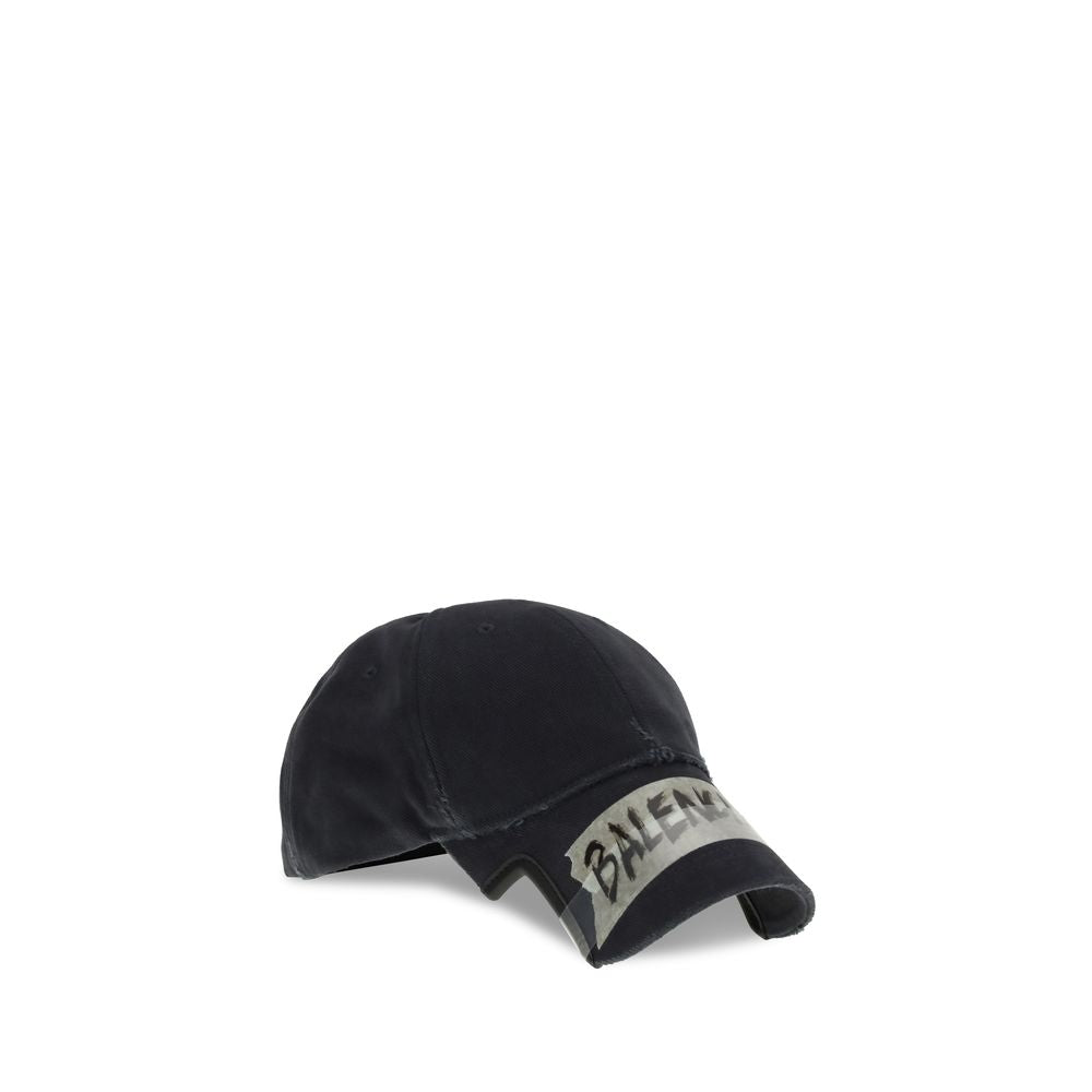 Balenciaga Black Cotton Cap (Baseball Hat)