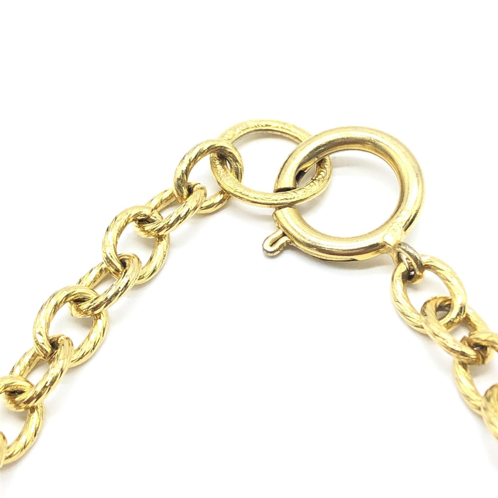 Collana a catena placcata oro Chanel con ciondoli a fiocco