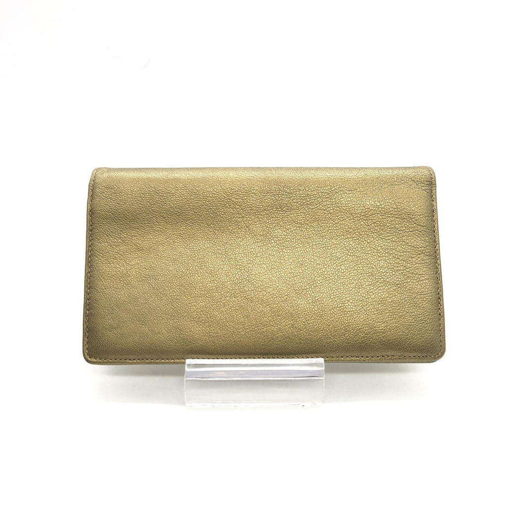 Portafoglio a soffietto in pelle di caviale color oro Chanel