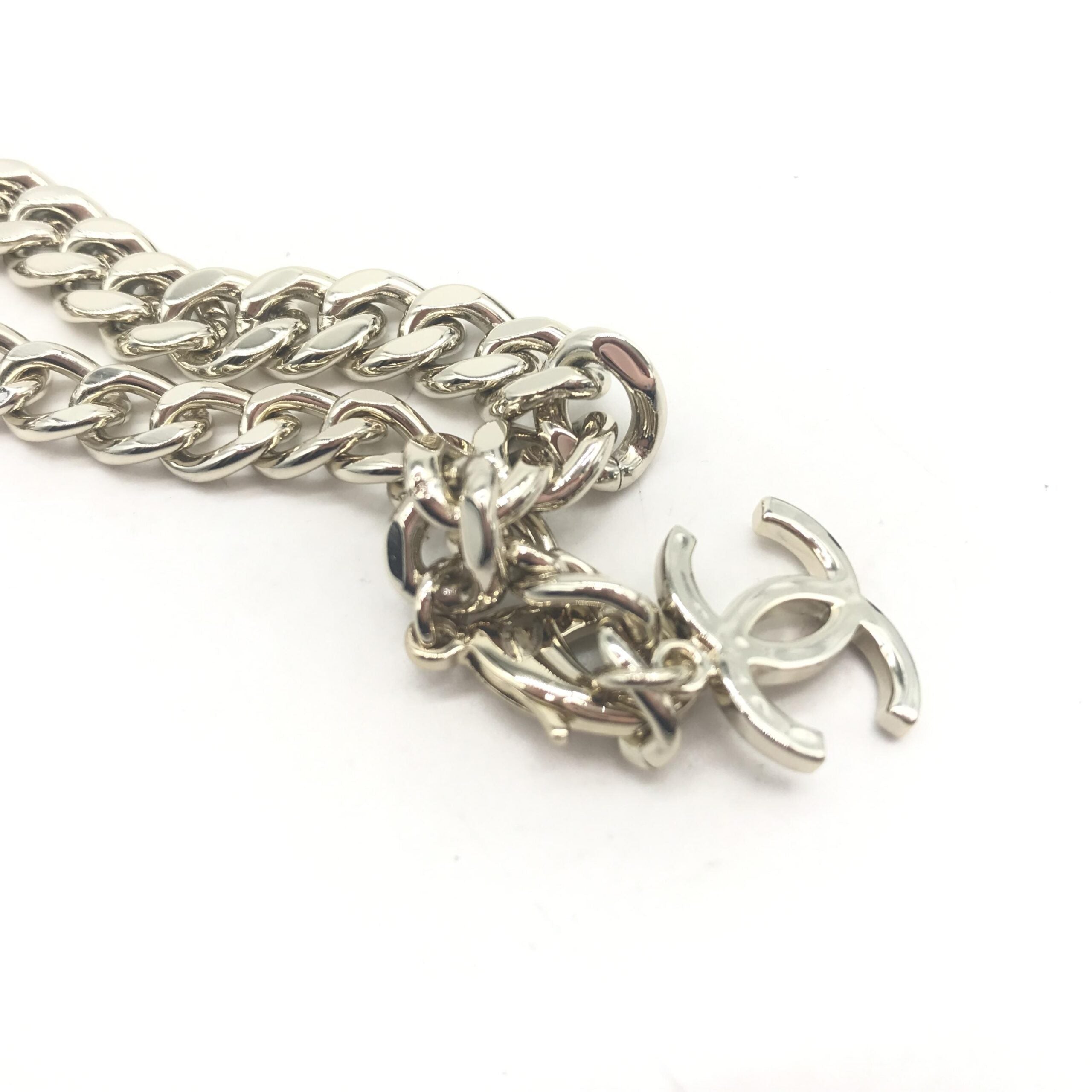 Collana Chanel a maglie grosse a catena color argento