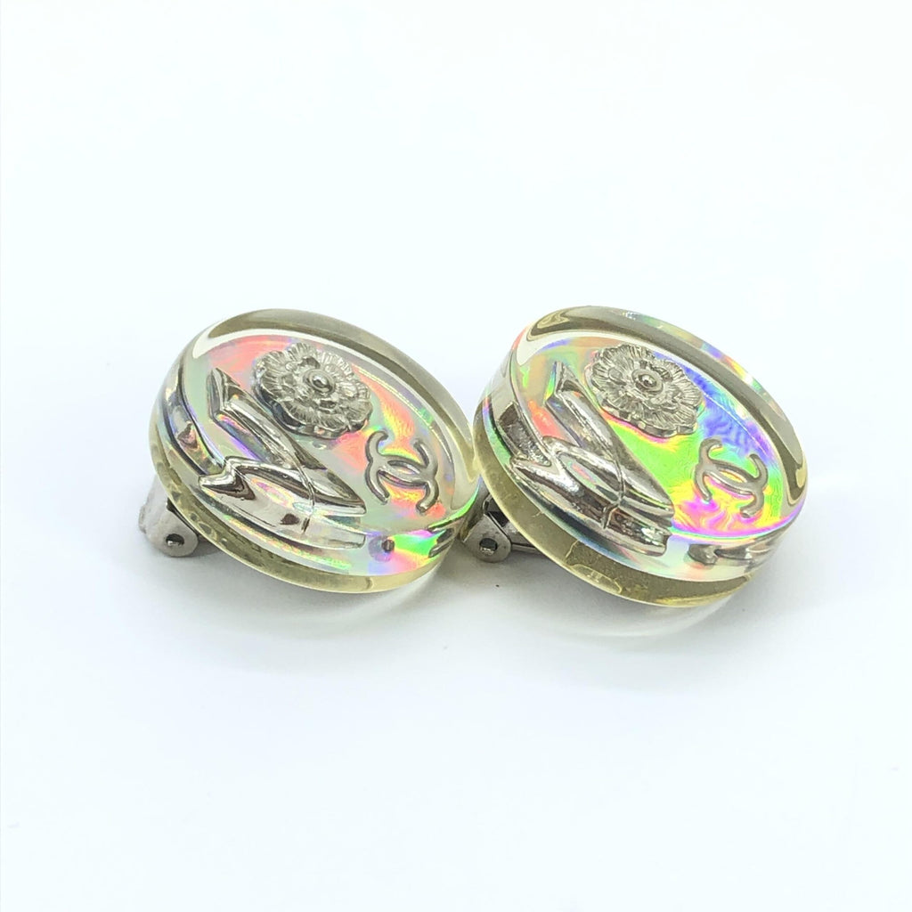 Orecchini a clip Chanel Vintage con logo olografico