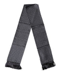 Dolce & Gabbana Sciarpa foulard avvolgente in seta nera con frange geometriche 136 cm X 15 cm