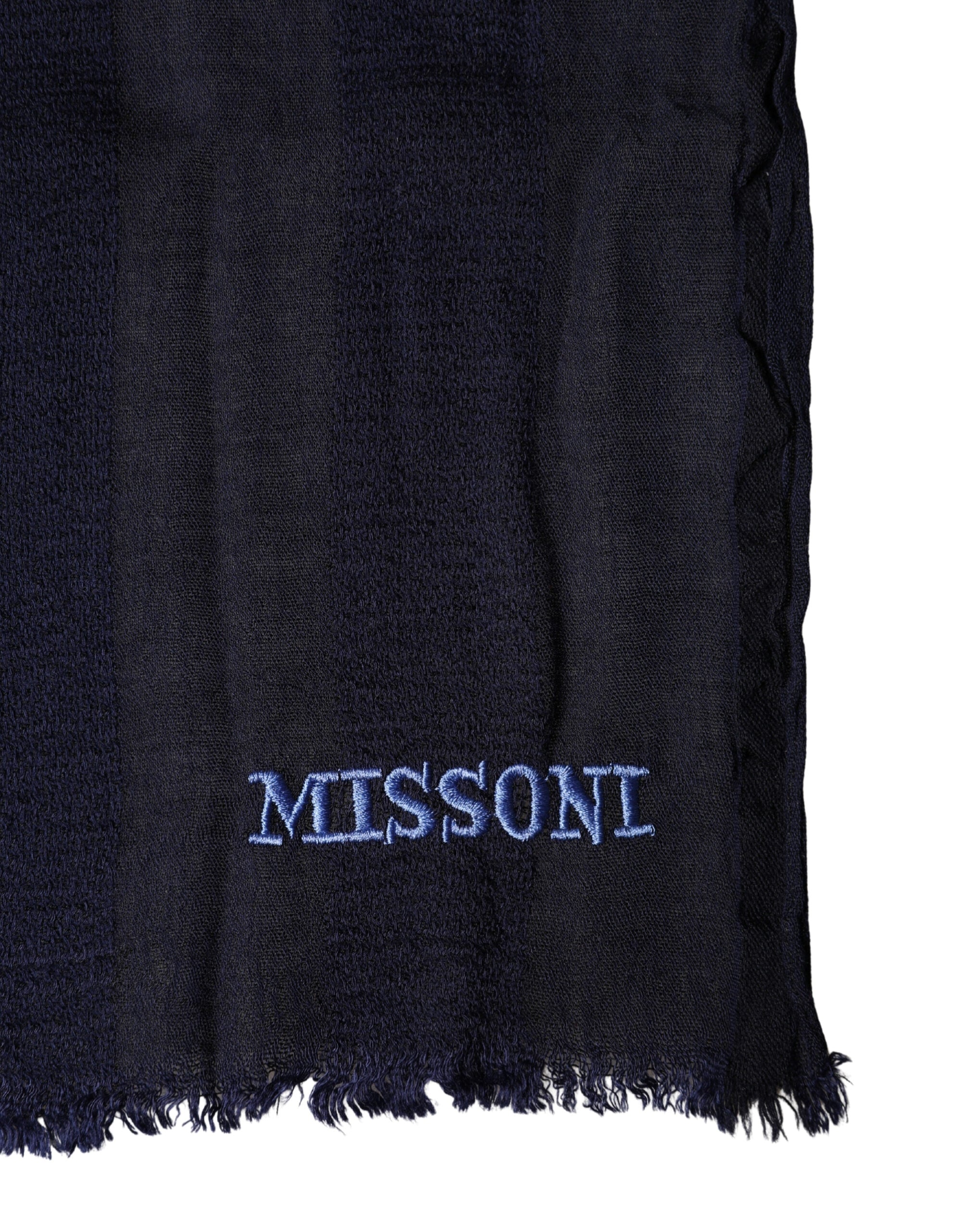 Sciarpa Dolce & Gabbana Unisex in Lana Maglia Blu Scuro con Frange 170cm x 60cm