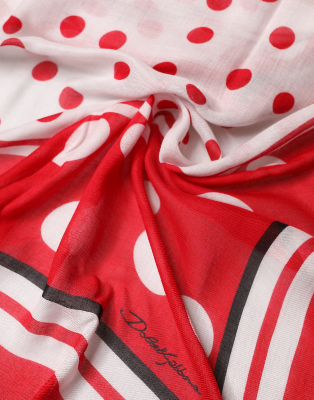 Foulard quadrato Dolce & Gabbana a pois rossi 130 cm x 130 cm