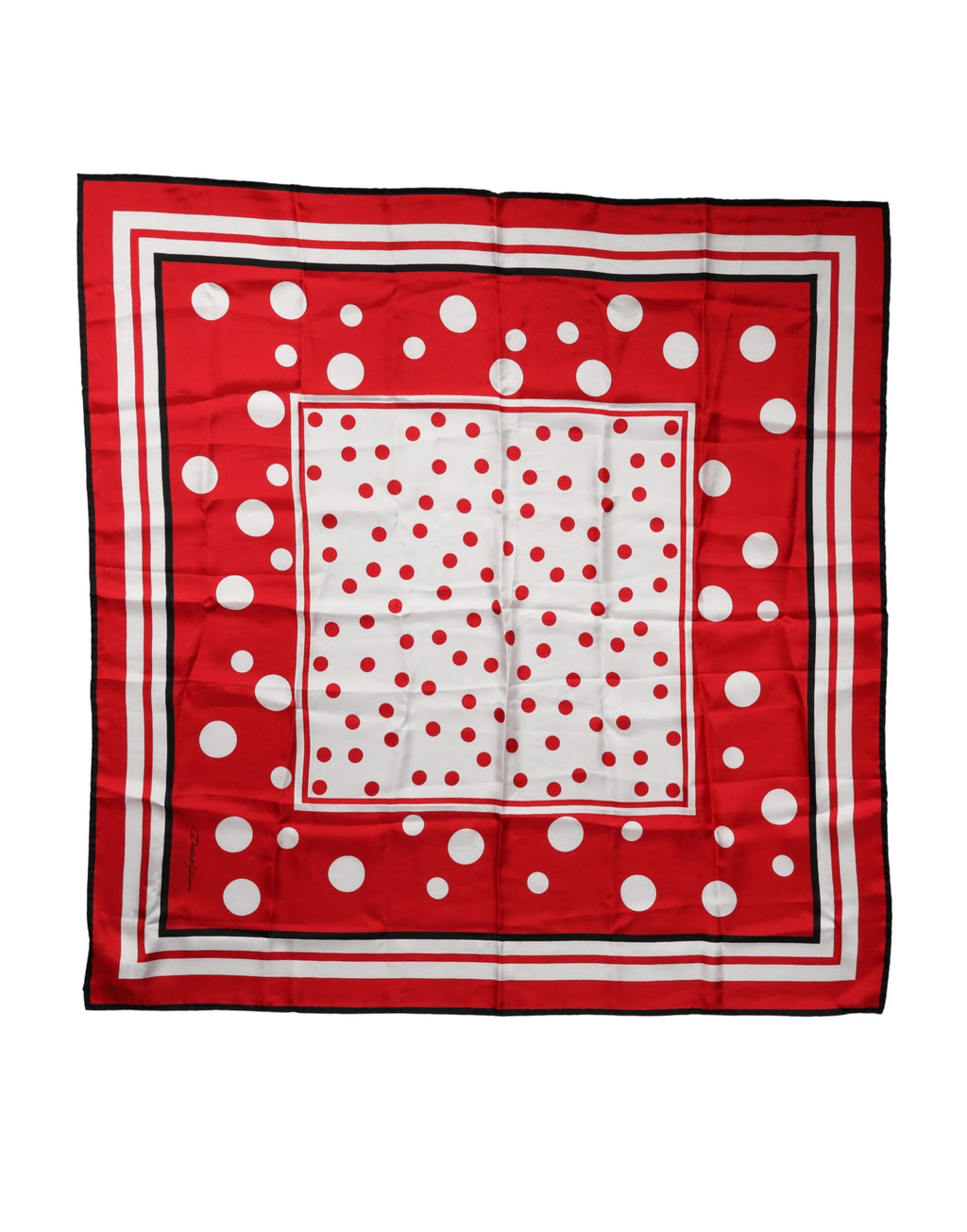 Foulard quadrato Dolce & Gabbana a pois rossi e bianchi 90 cm x 88 cm