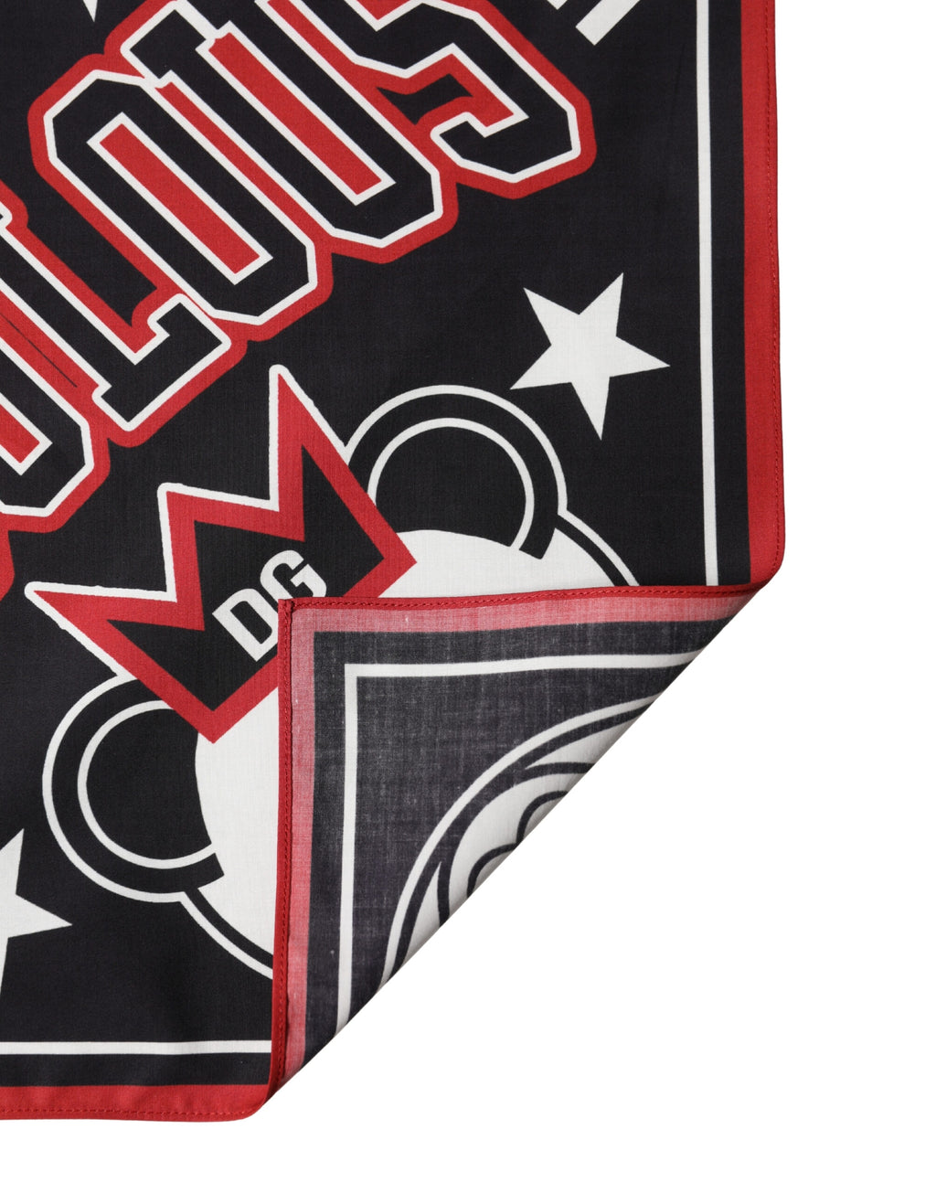 Foulard quadrato in cotone Dolce & Gabbana con panda rosso, nero, 50,5 cm x 50 cm