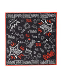 Foulard Dolce & Gabbana in cotone con corona DG, nero, bianco e rosso, 47 cm x 46 cm