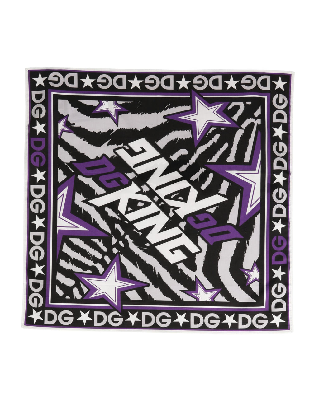 Foulard Dolce & Gabbana King in cotone nero viola DG 51 cm x 49,5 cm