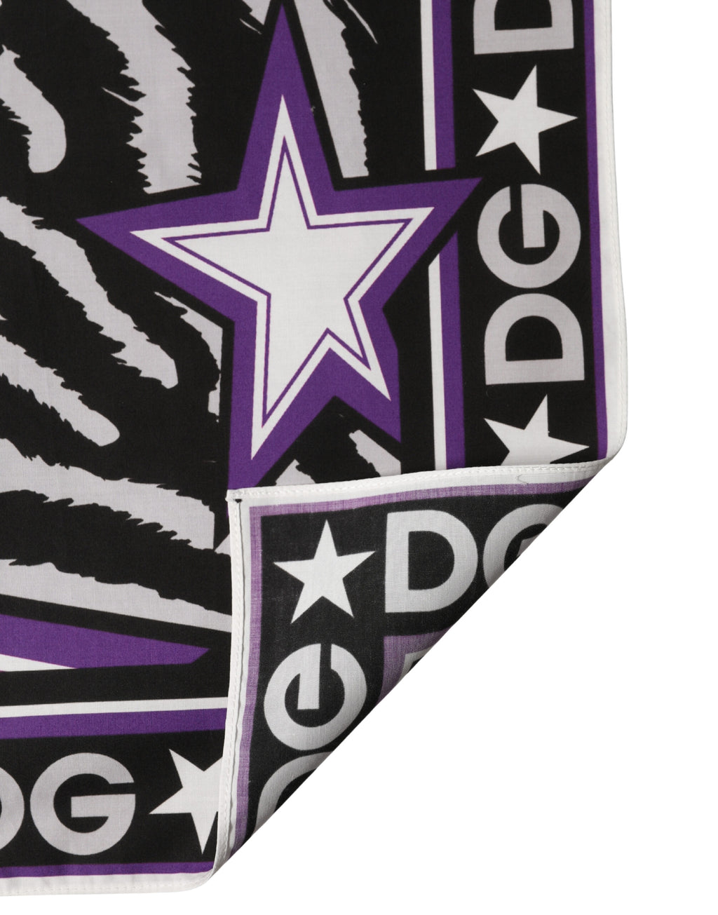 Foulard Dolce & Gabbana King in cotone nero viola DG 51 cm x 49,5 cm