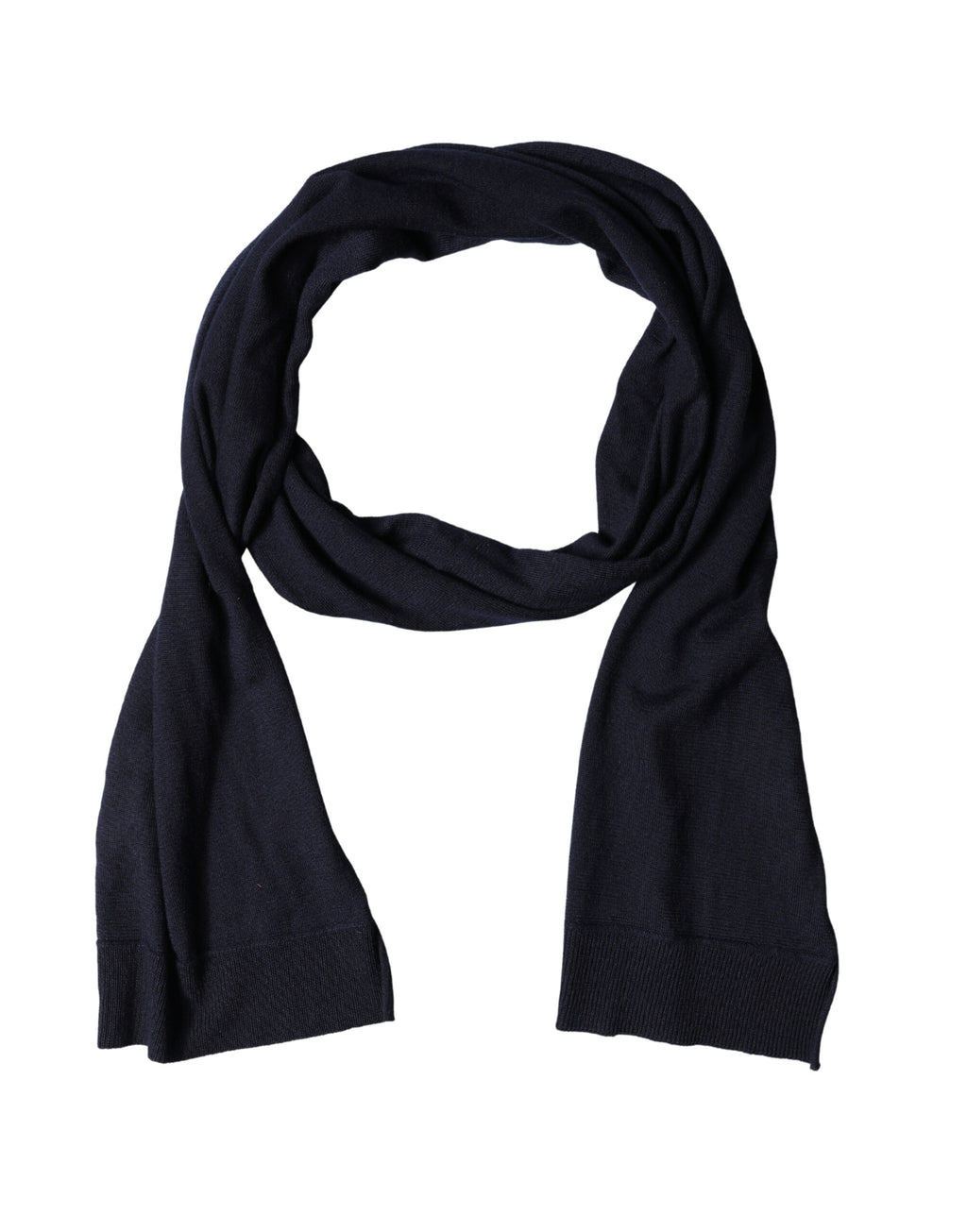 Dolce & Gabbana Sciarpa/Scialle in lana nera lavorata a maglia, collo a scialle, 200cm x 25cm