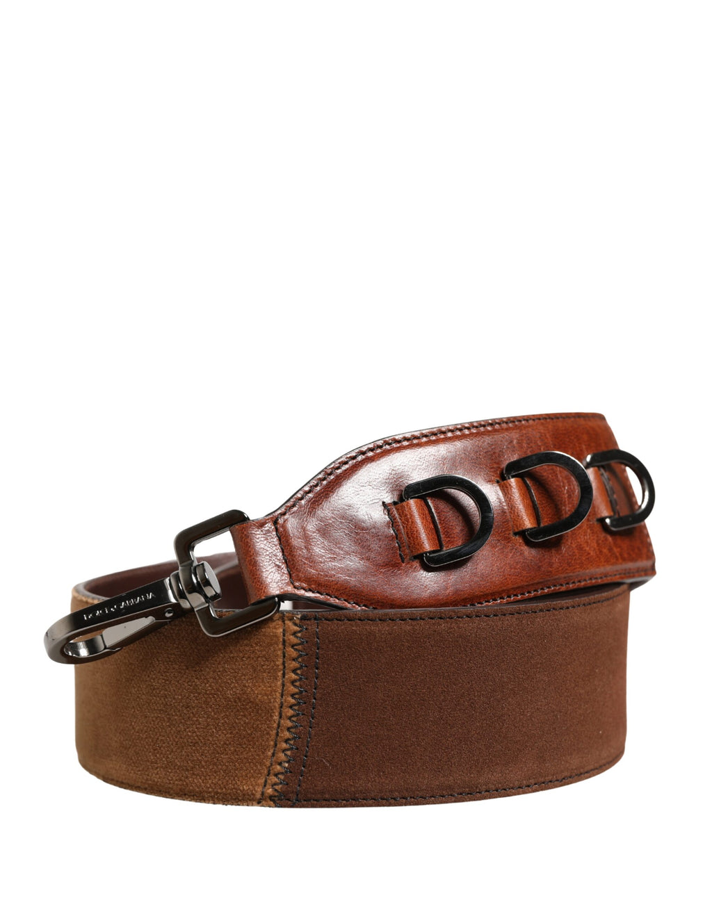 Dolce & Gabbana Tracolla in Velluto e Pelle con Cavallo Marrone