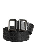 Cintura Dolce & Gabbana nera con logo monogram e fibbia in metallo argentato