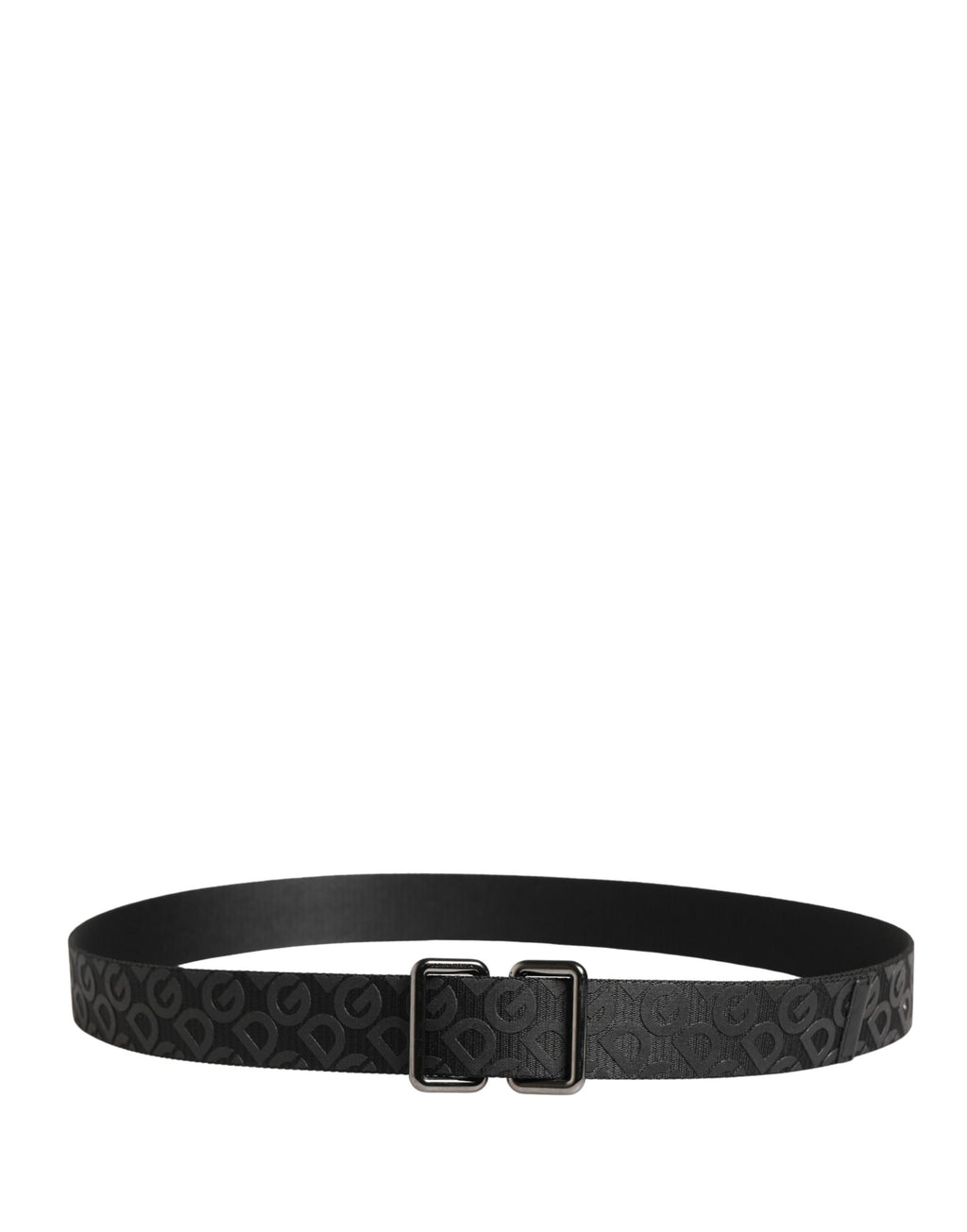 Cintura Dolce & Gabbana nera con logo monogram e fibbia in metallo argentato