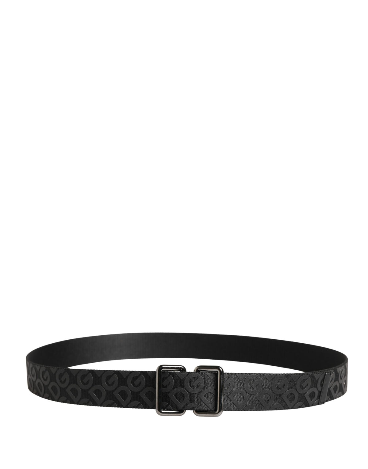 Cintura Dolce & Gabbana nera con logo monogram e fibbia in metallo argentato