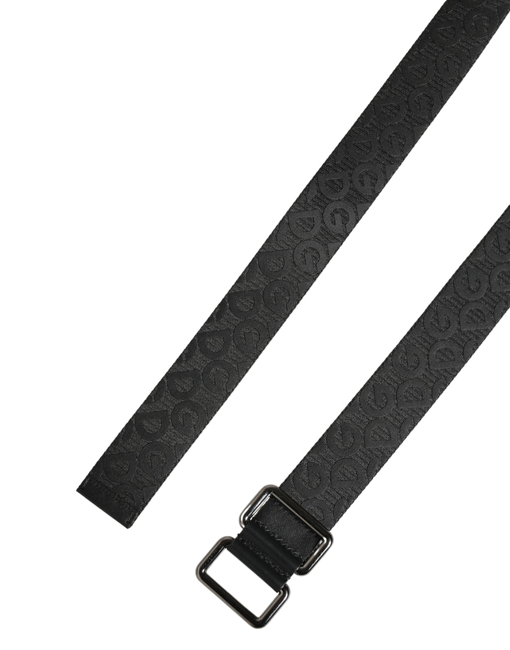 Cintura Dolce & Gabbana nera con logo monogram e fibbia in metallo argentato