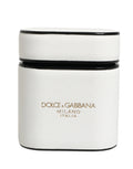 Dolce & Gabbana Custodia Airpods Bianca in Pelle di Vitello con Stampa Logo