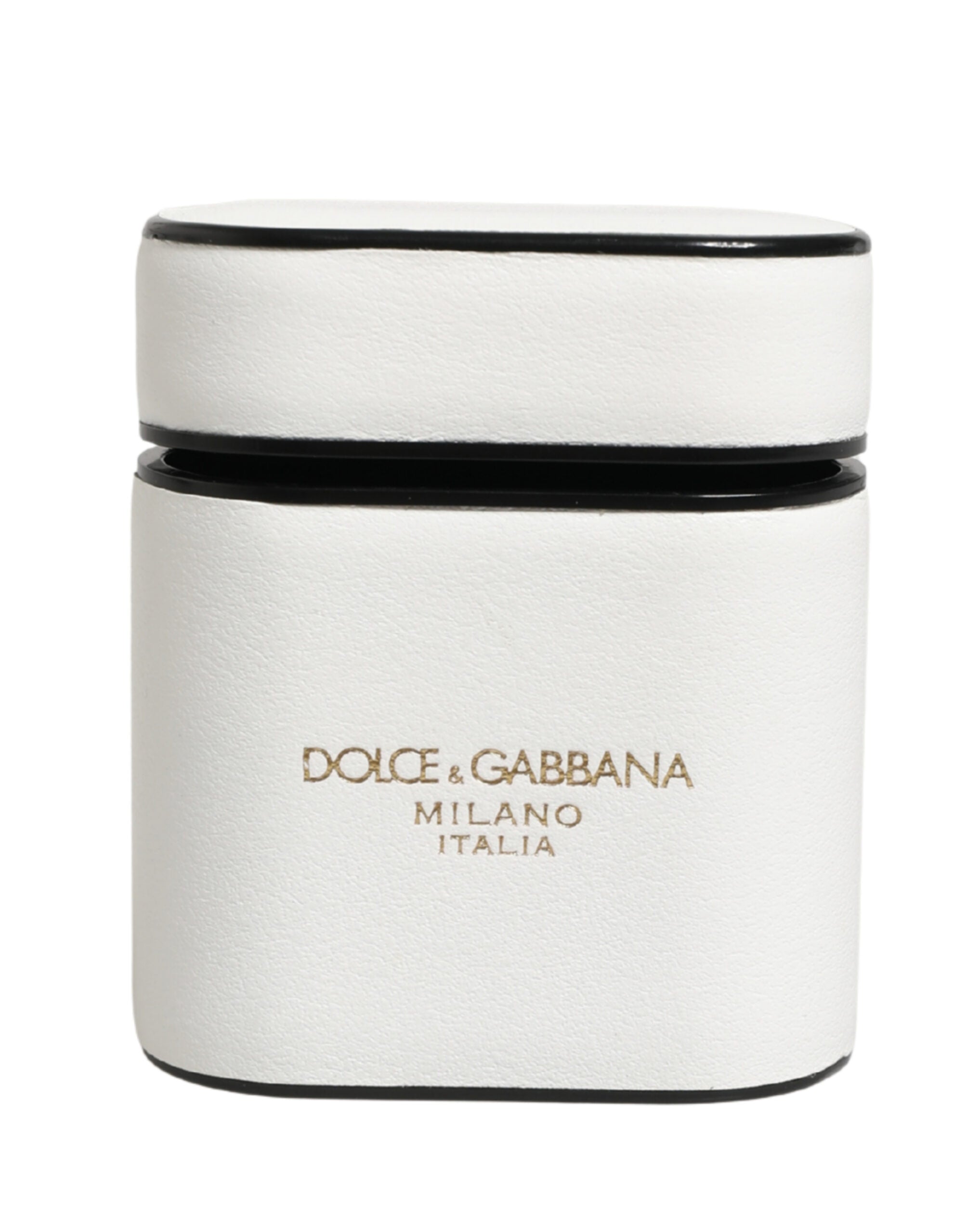 Dolce & Gabbana Custodia Airpods Bianca in Pelle di Vitello con Stampa Logo