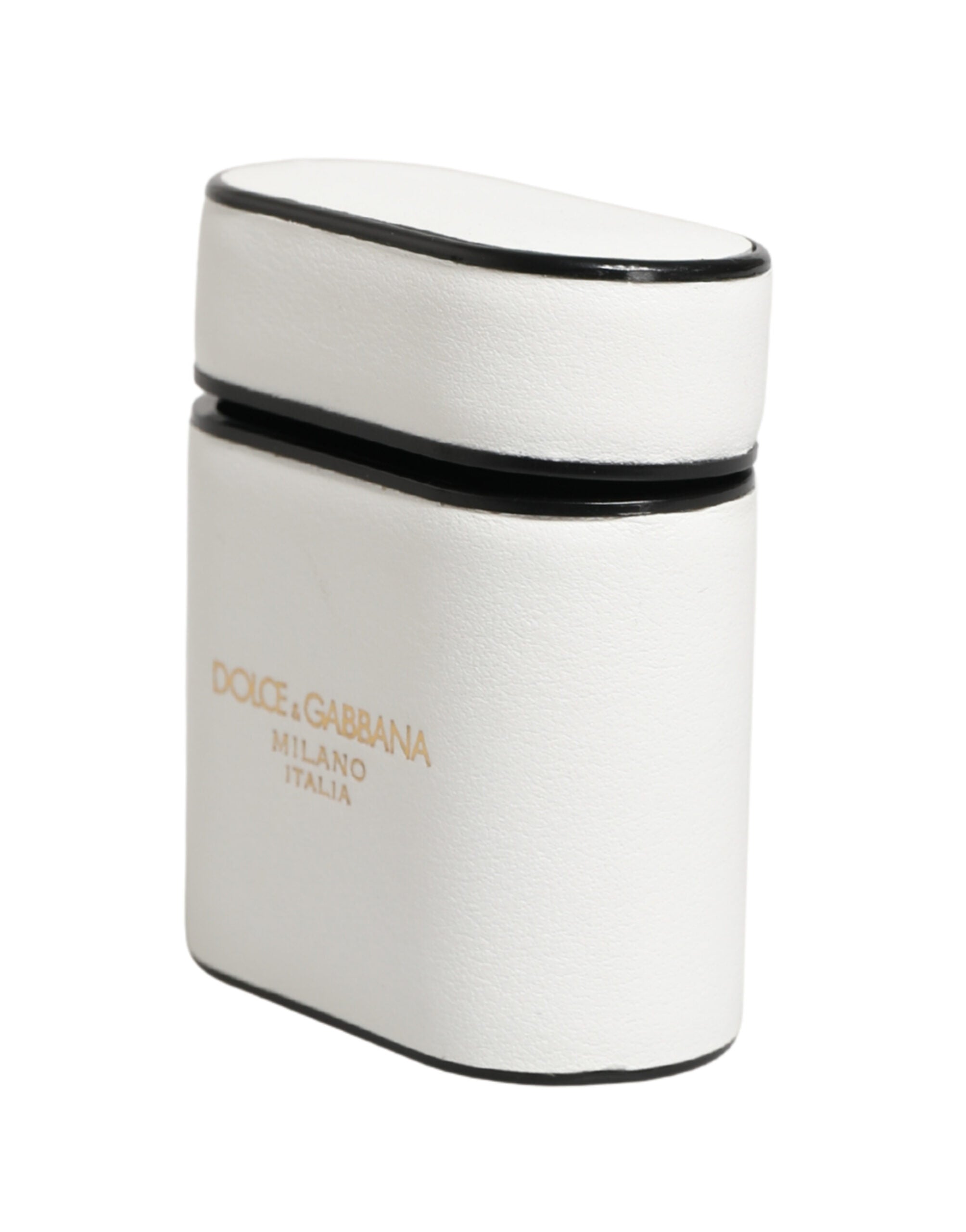 Dolce & Gabbana Custodia Airpods Bianca in Pelle di Vitello con Stampa Logo