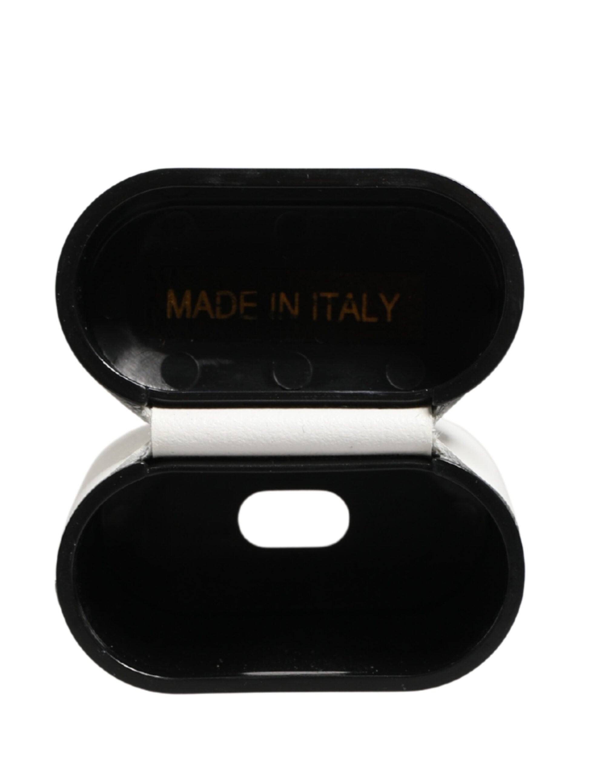 Dolce & Gabbana Custodia Airpods Bianca in Pelle di Vitello con Stampa Logo