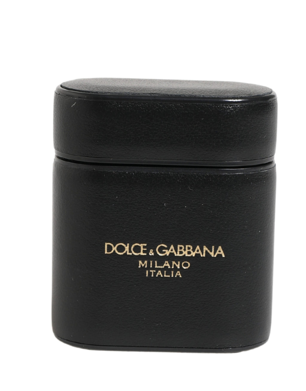 Dolce & Gabbana Custodia per AirPods con Supporto a Scomparsa in Pelle di Vitello Nera con Stampa Logo