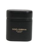 Dolce & Gabbana Custodia per AirPods con Supporto a Scomparsa in Pelle di Vitello Nera con Stampa Logo