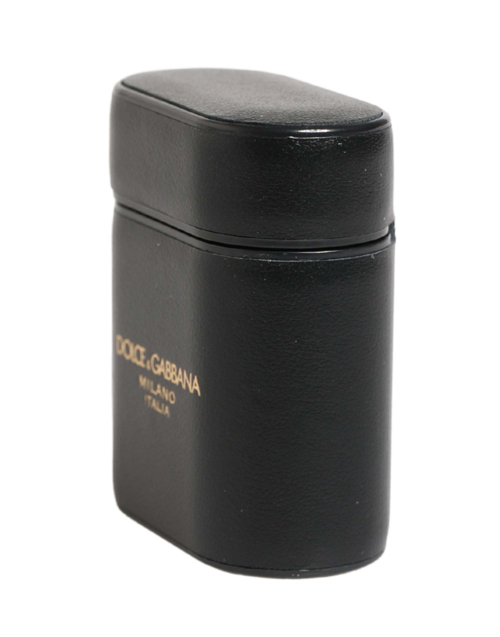 Dolce & Gabbana Custodia per AirPods con Supporto a Scomparsa in Pelle di Vitello Nera con Stampa Logo