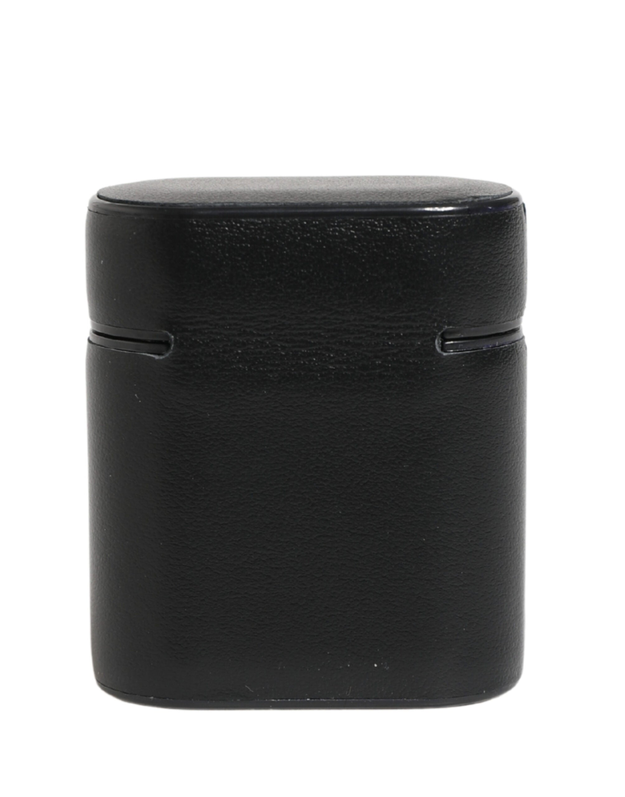 Dolce & Gabbana Custodia per AirPods con Supporto a Scomparsa in Pelle di Vitello Nera con Stampa Logo