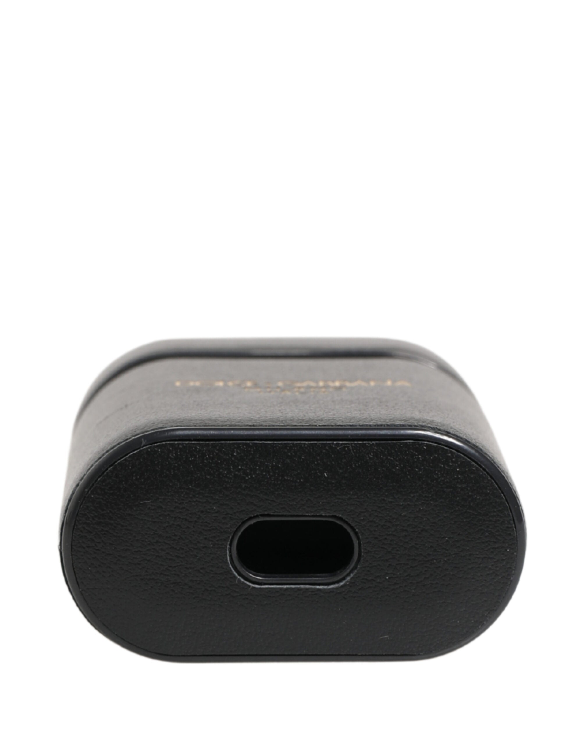 Dolce & Gabbana Custodia per AirPods con Supporto a Scomparsa in Pelle di Vitello Nera con Stampa Logo