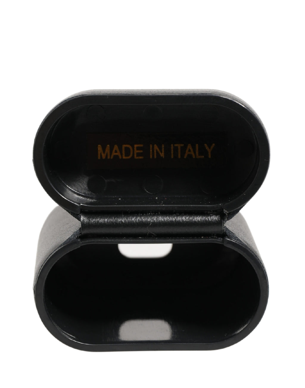 Dolce & Gabbana Custodia per AirPods con Supporto a Scomparsa in Pelle di Vitello Nera con Stampa Logo