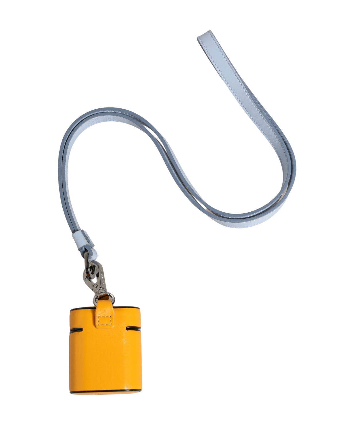 Custodia con cinturino per Airpods Dolce & Gabbana in pelle di vitello gialla con logo