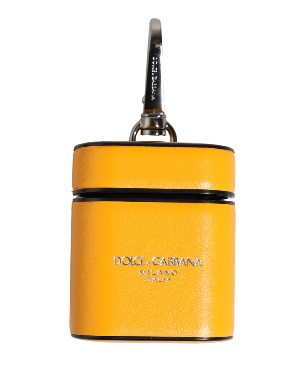 Custodia con cinturino per Airpods Dolce & Gabbana in pelle di vitello gialla con logo