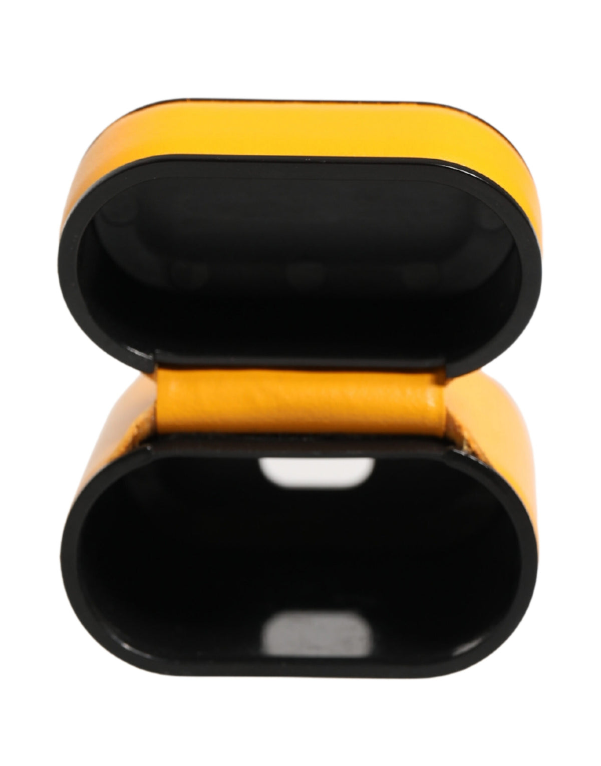 Custodia con cinturino per Airpods Dolce & Gabbana in pelle di vitello gialla con logo