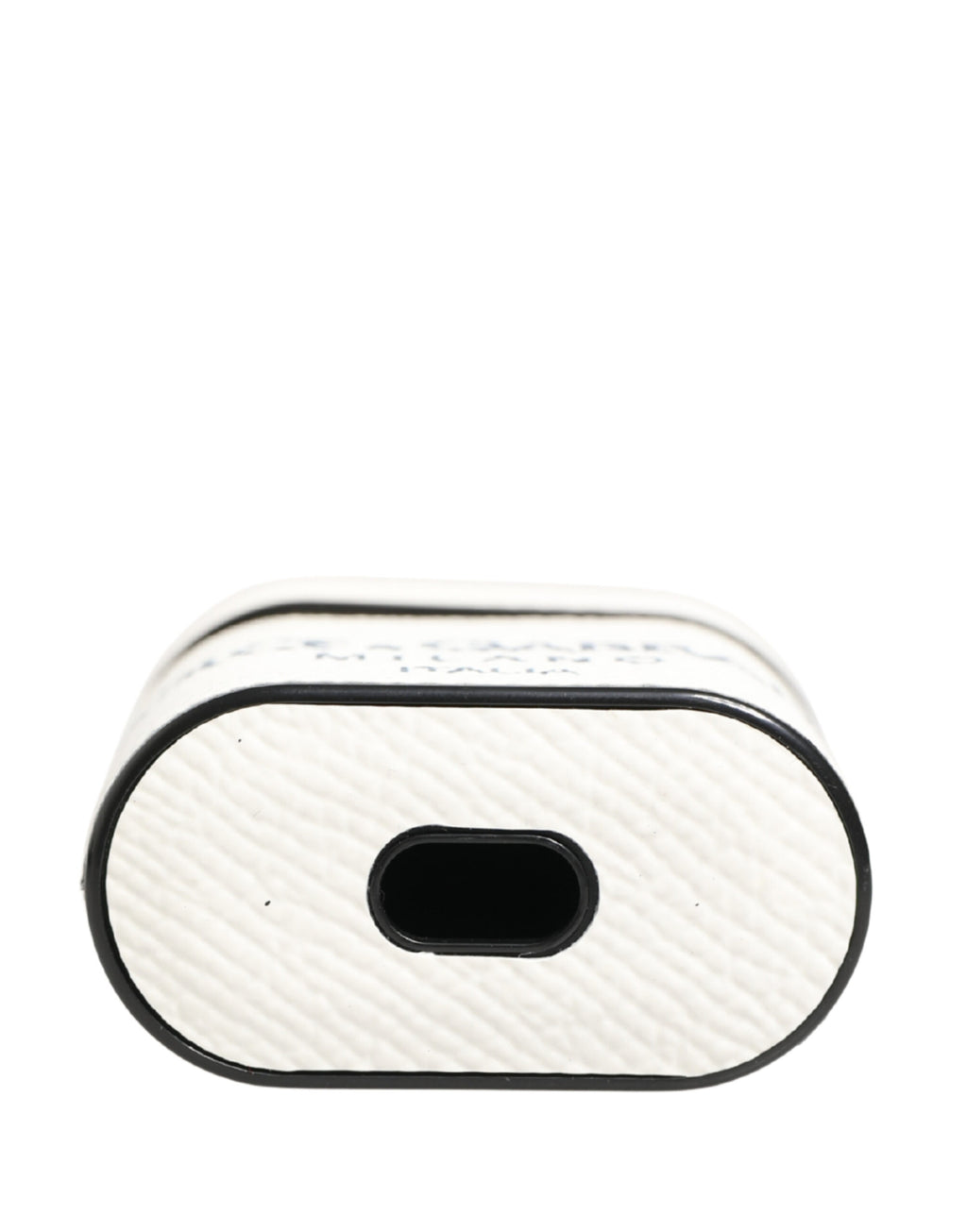 Custodia per Airpods Dolce & Gabbana in pelle di vitello bianca con cinturino e logo