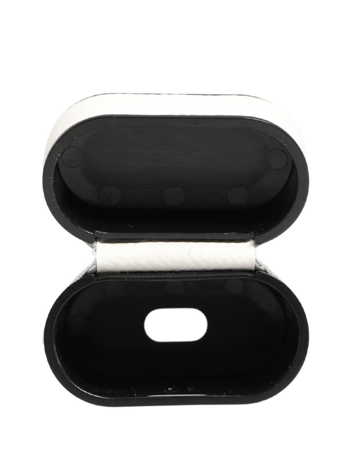 Custodia per Airpods Dolce & Gabbana in pelle di vitello bianca con cinturino e logo