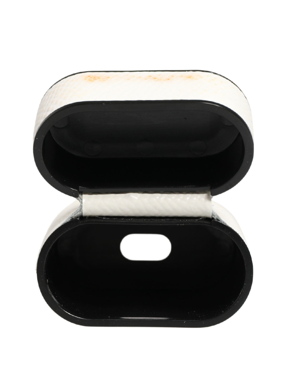 Custodia per Airpods Dolce & Gabbana in pelle di vitello bianca con cinturino e logo