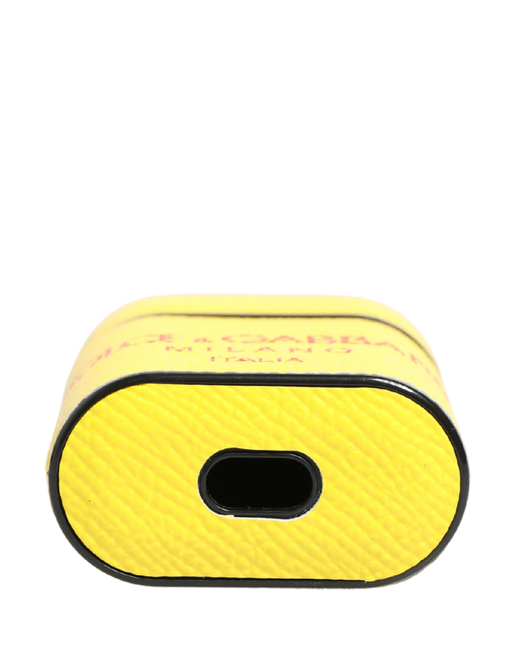 Custodia per AirPods Dolce & Gabbana in Pelle di Vitello Gialla con Logo e Cinghia Portaoggetti