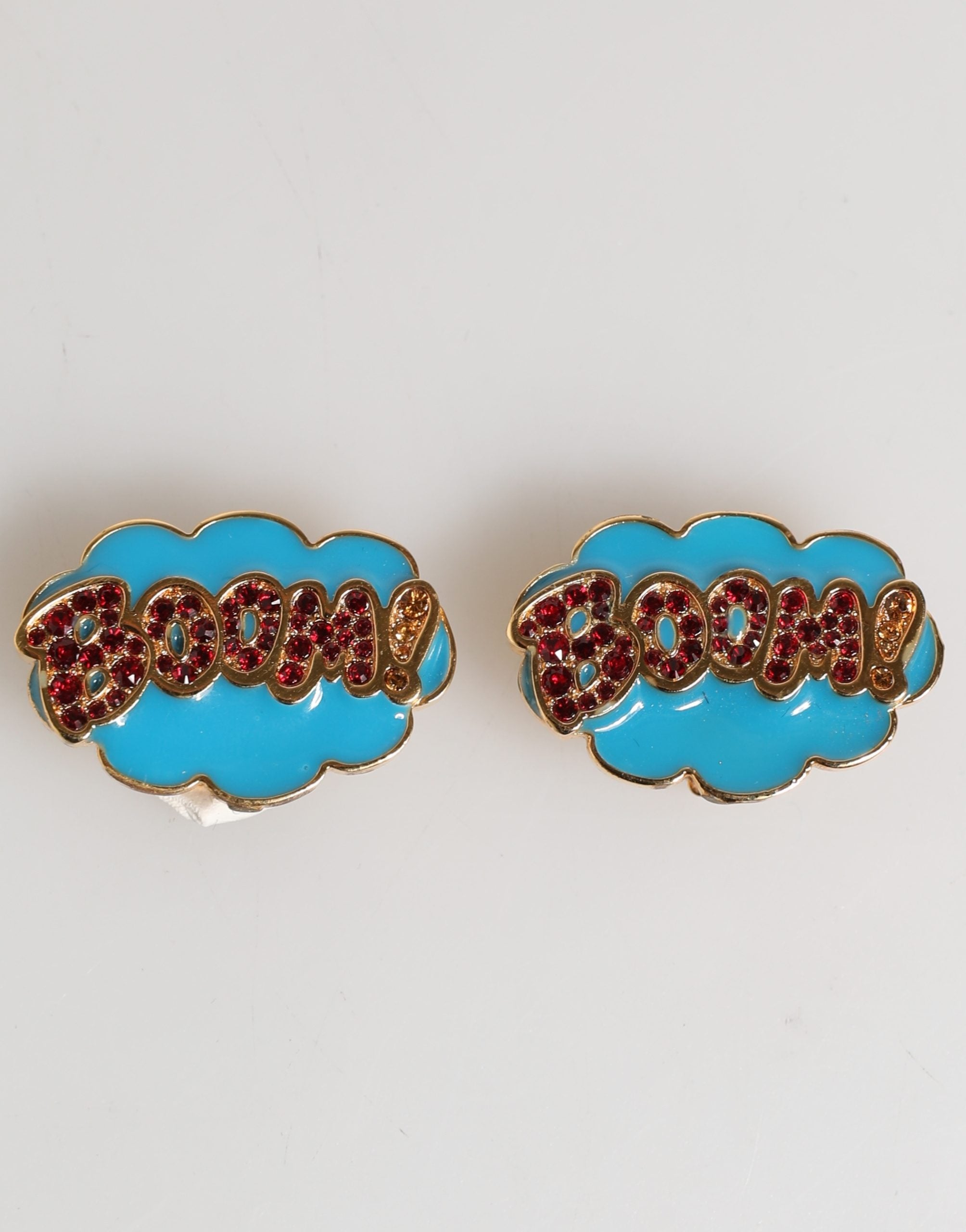 Dolce & Gabbana Ottone Dorato BOOM Fumetto Cristallo Orecchini a Clip Donna