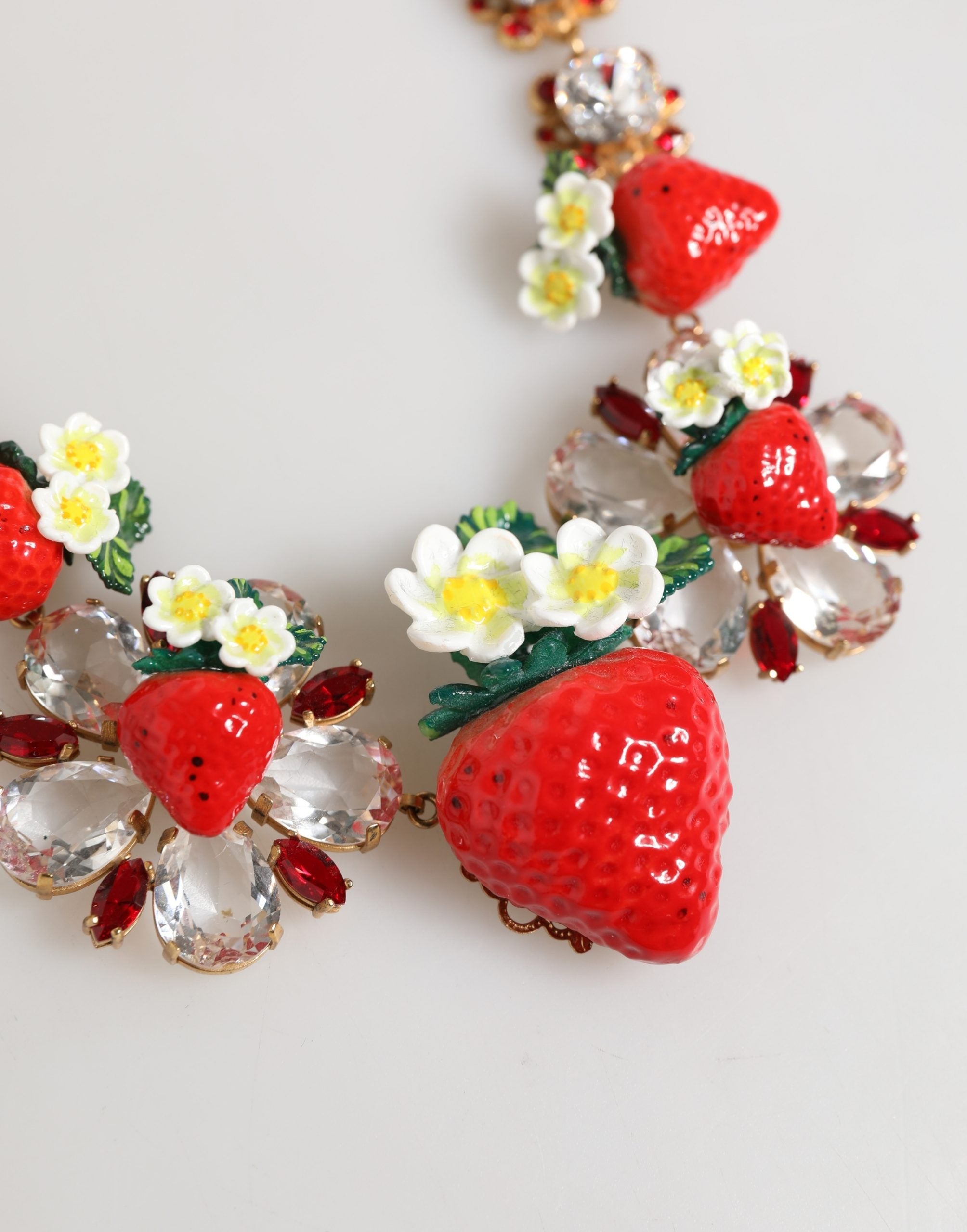 Collana Dolce & Gabbana con Ciondoli FRUTTA in Ottone Dorato Fiori Cristallo Logo