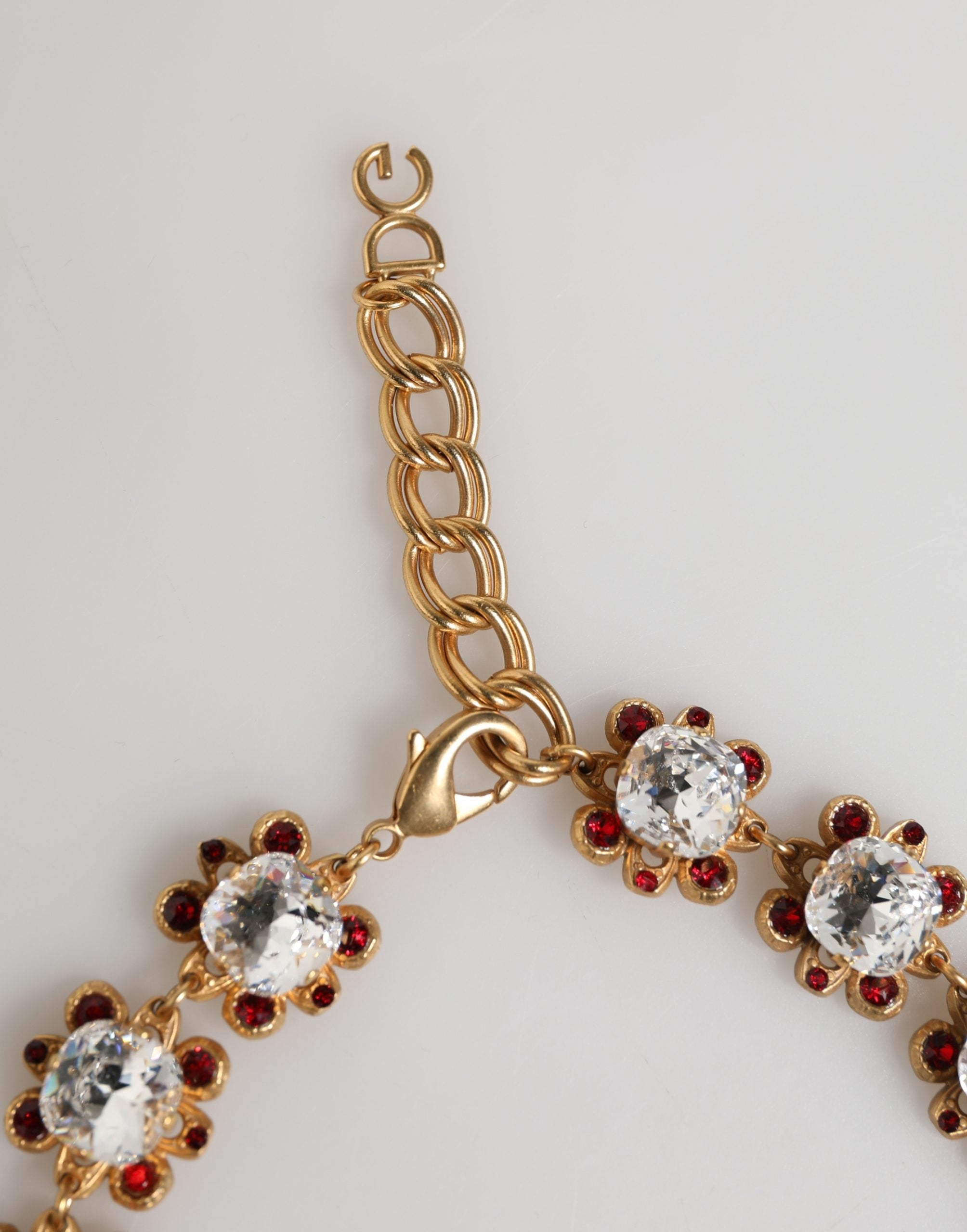 Collana Dolce & Gabbana con Ciondoli FRUTTA in Ottone Dorato Fiori Cristallo Logo