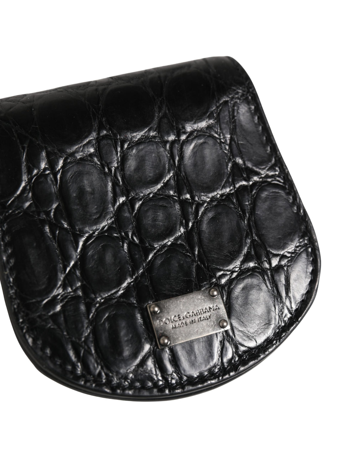 Portafoglio Dolce & Gabbana in Pelle Esotica Nera per Custodia Condom