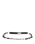 Dolce & Gabbana Tracolla Accessoria in Pelle Nera con Catena Argento