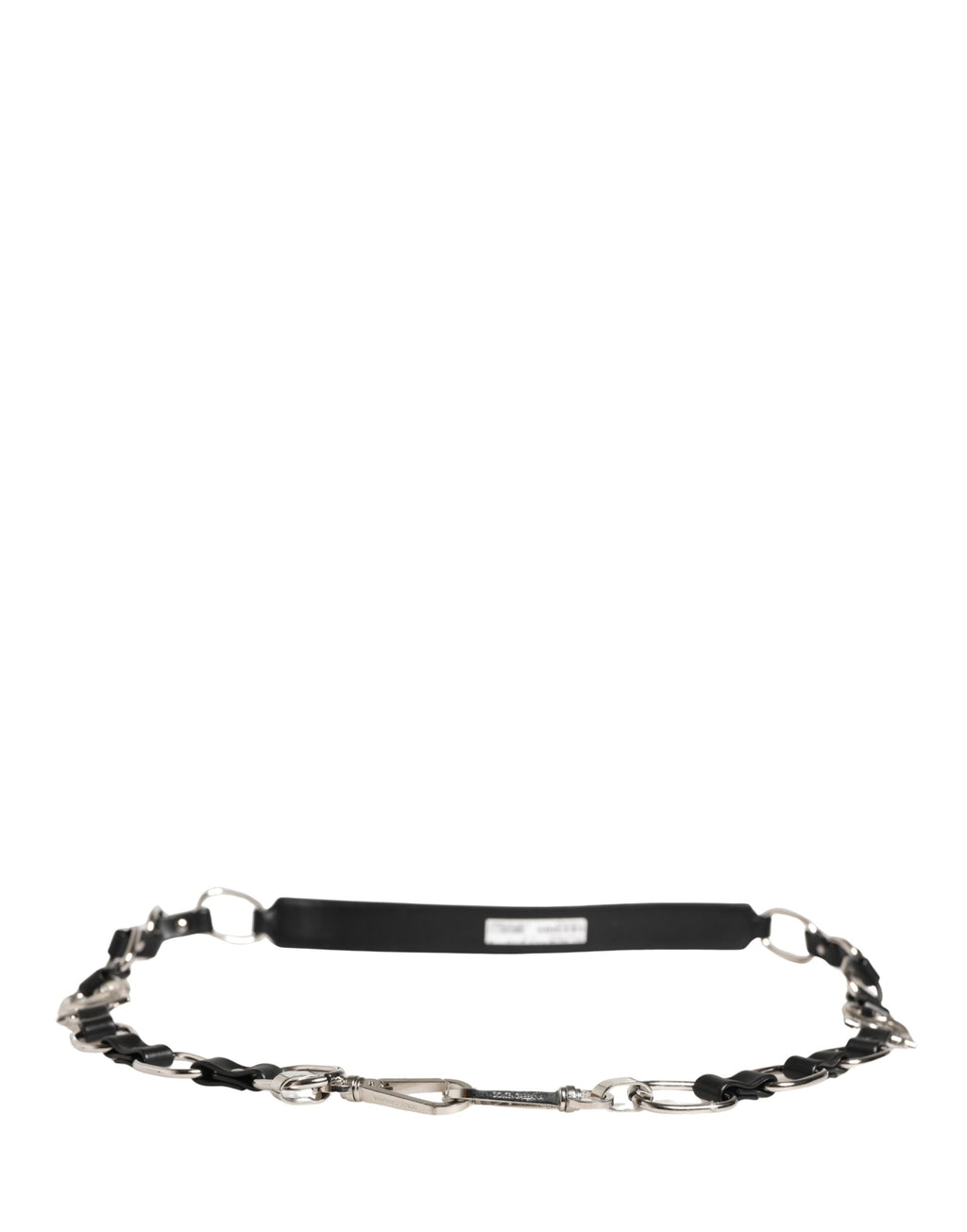Dolce & Gabbana Tracolla Accessoria in Pelle Nera con Catena Argento