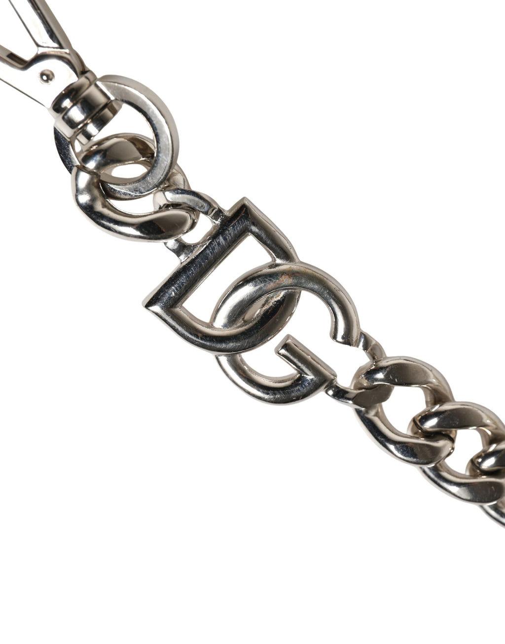 Dolce & Gabbana Tracolla Accessoria in Pelle Nera con Catena Argento