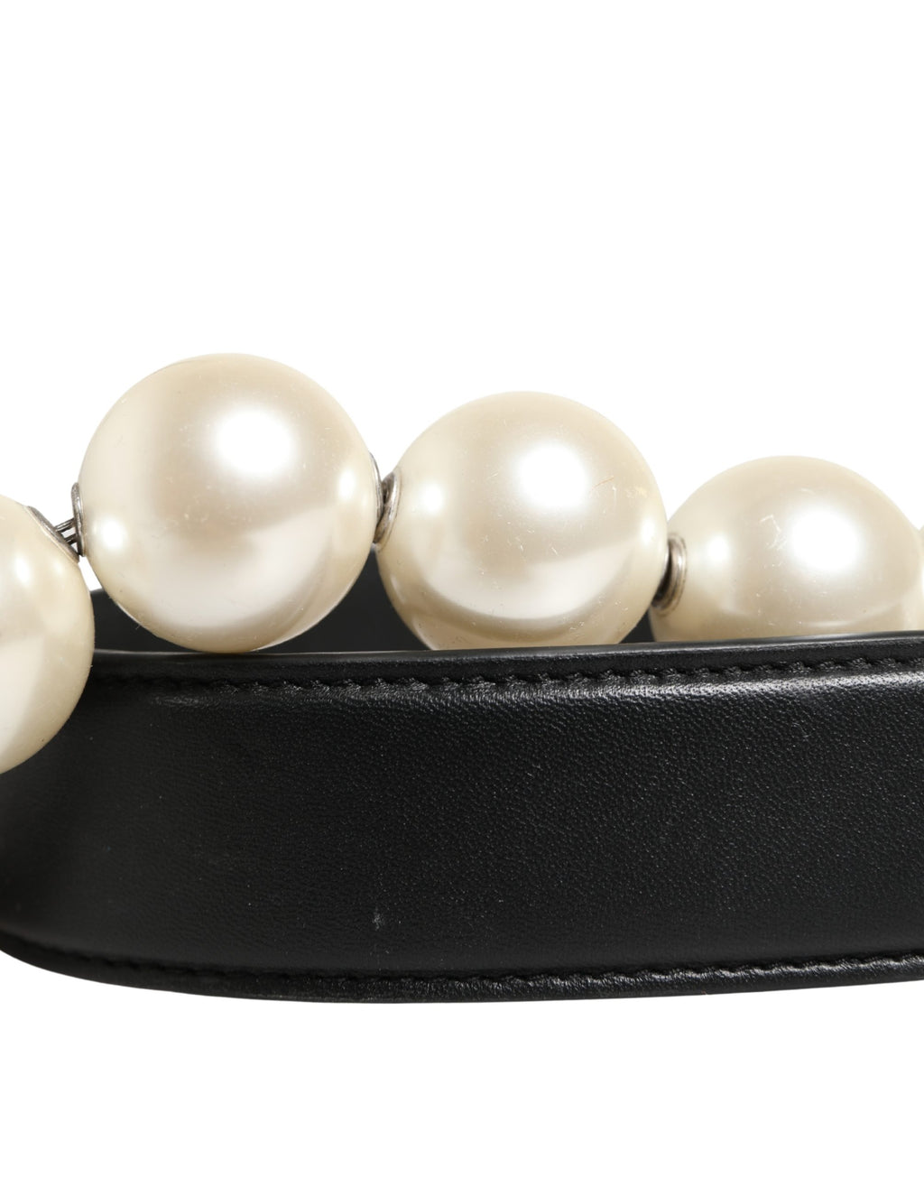 Dolce & Gabbana Tracolla Accessoria in Pelle Nera con Catena Argento